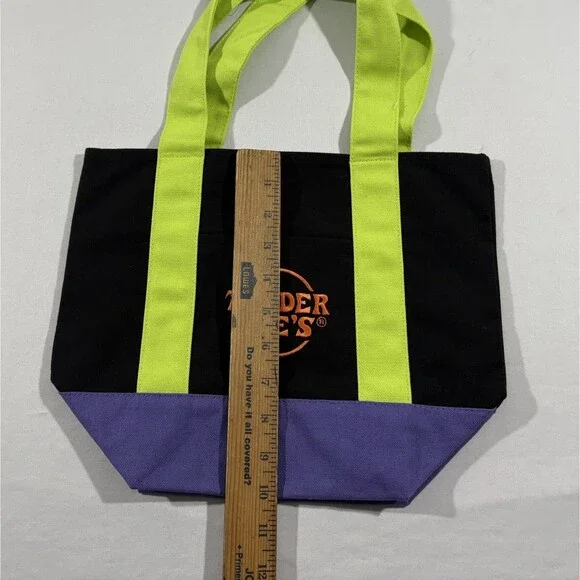 Trader Joe's Trick Treat Mini Canvas Tote Bag Orange Black Purple Multi Lot 4 - Picture 7 of 12